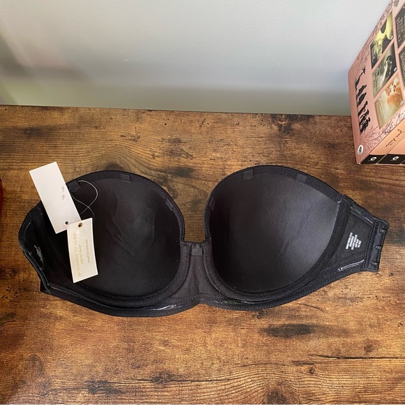 The bra lab ANGELINA STRAPLESS/CONVERTIBLE UNDERWIRE BRA B CUP BLACK NEW - Picture 5 of 6